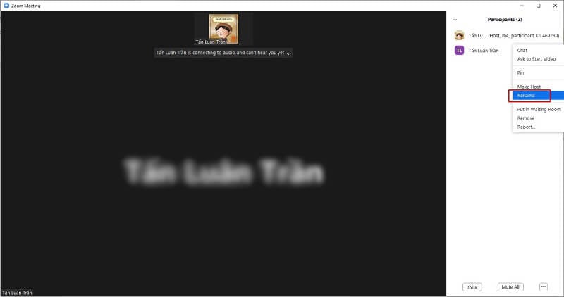 cách đổi tên trên Zoom