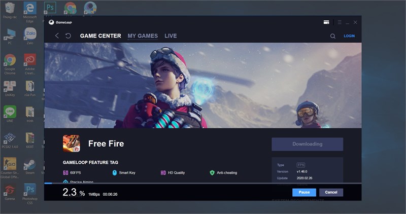 cách tải Free Fire trên laptop, máy tính
