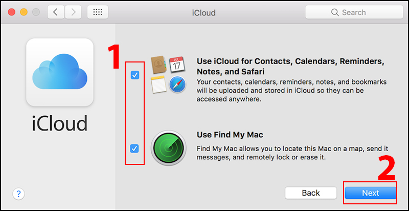GEARVN - Nhấn chọn các tiện ích để đồng bộ tài khoản iCloud trên máy tính MacOS