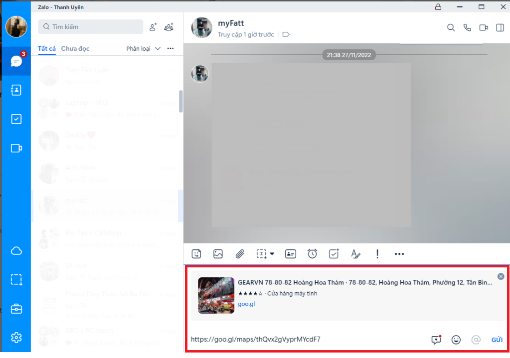 GEARVN - Cách chia sẻ định vị qua Zalo bằng Google Maps