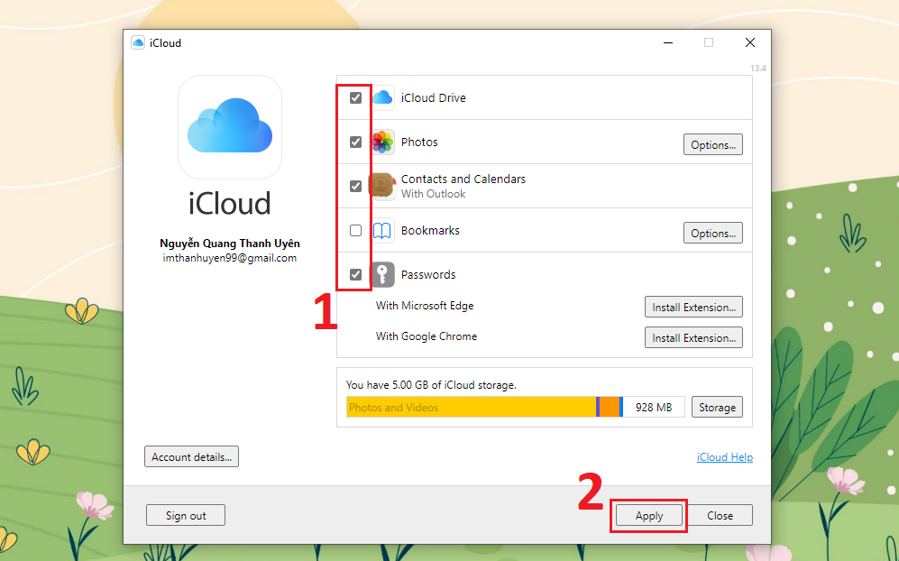 GEARVN - Chọn các tiện ích sử dụng tài khoản iCloud trên máy tính Windows