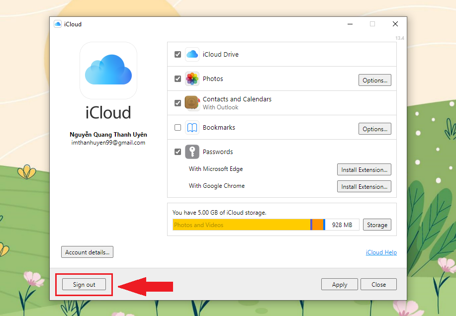 GEARVN - Đăng xuất tài khoản iCloud trên máy tính Windows