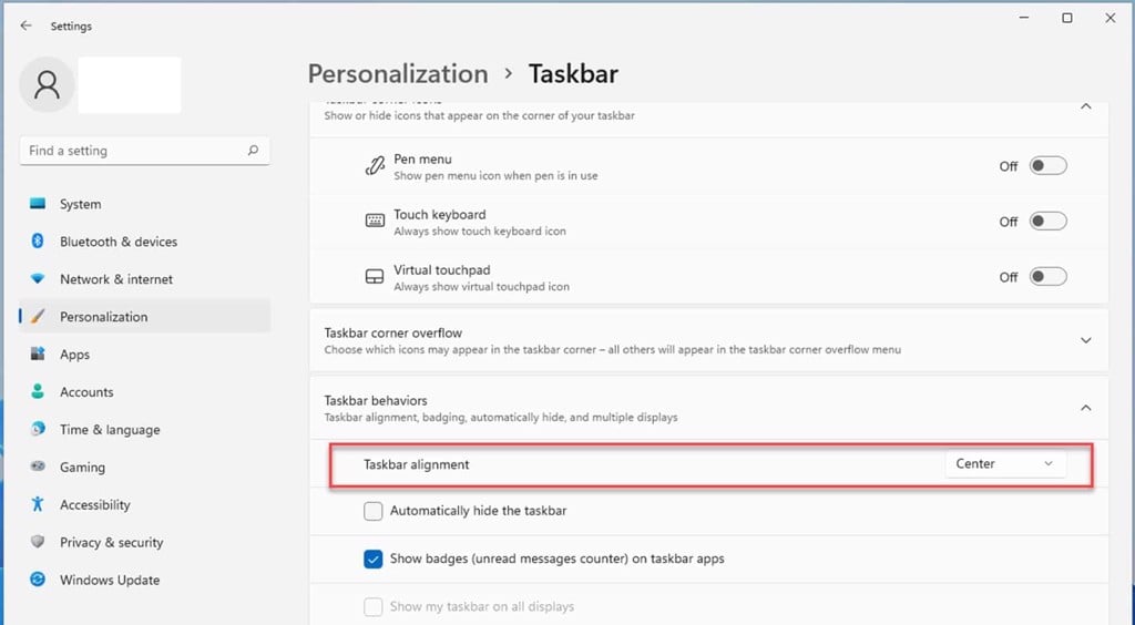 Di chuyển khu vực icon trên thanh taskbar Windows 11 - GEARVN