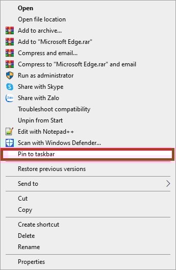 Ghim (Pin) ứng dụng vào thanh taskbar - GEARVN