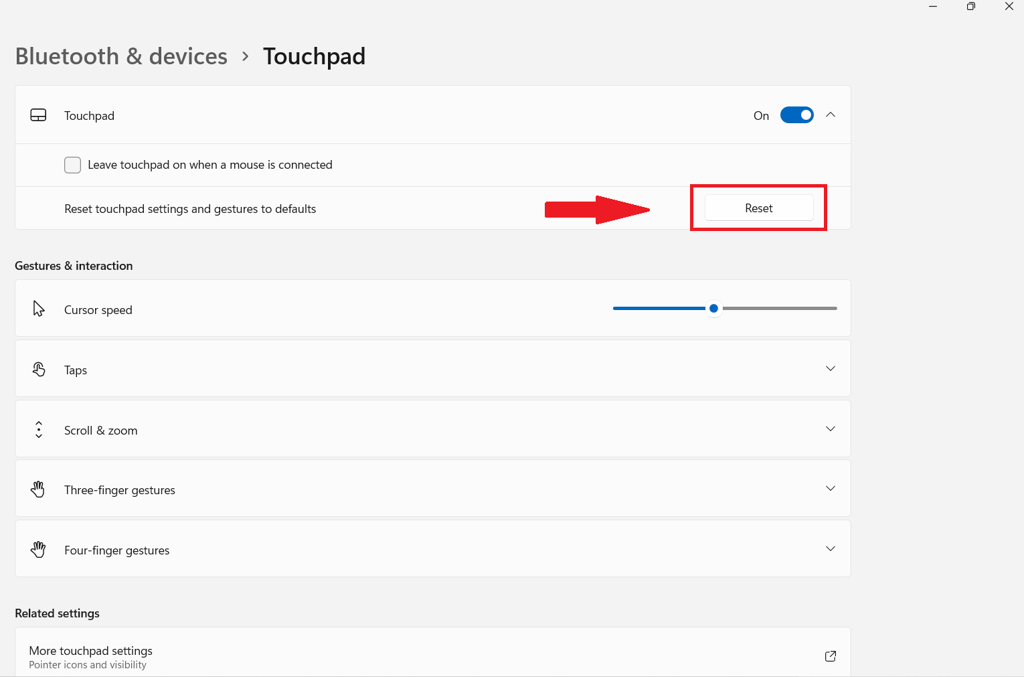 GEARVN - Khắc phục touchpad bị đơ bằng cách reset lại hoạt động của TouchPad trong Settings