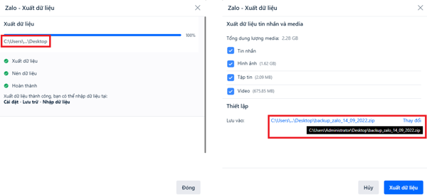 GEARVN - Truy cập vào đường dẫn đã sao lưu tin nhắn Zalo trên máy tính
