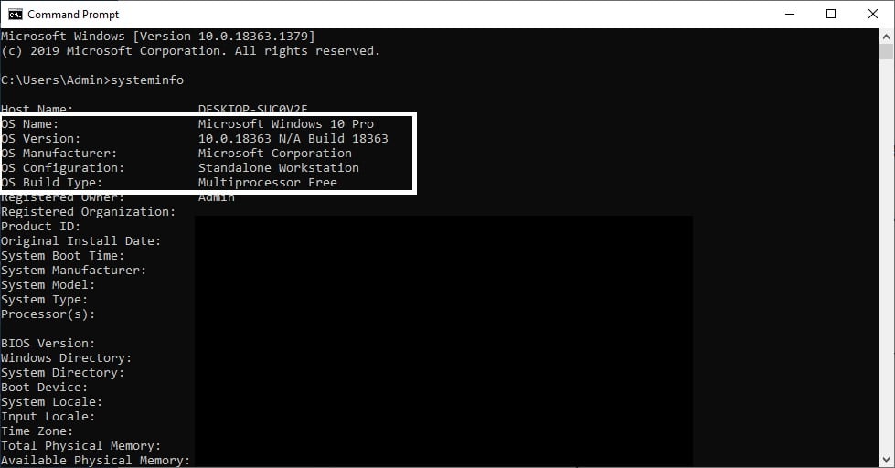Kiểm tra phiên bản Win bằng Command Prompt - GEARVN