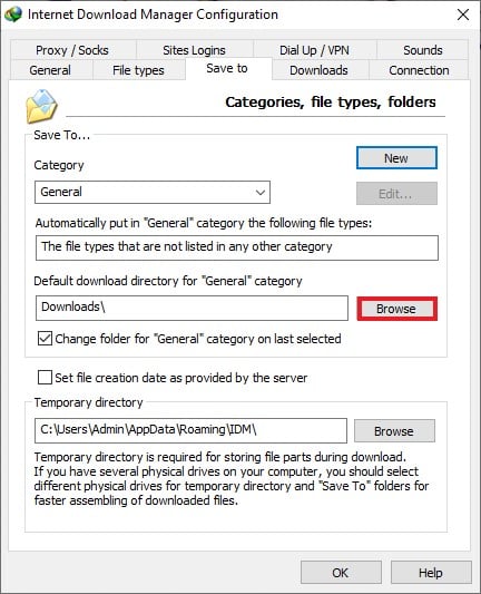 Thay đổi nơi lưu trữ file tải trên IDM - GEARVN