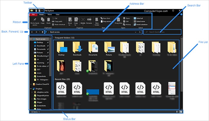 Cấu trúc cơ bản của File Explorer - GEARVN.COM
