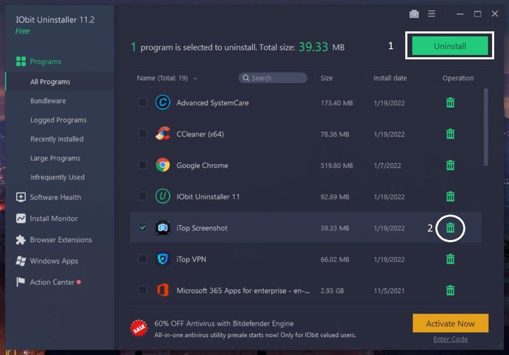 Gỡ ứng dụng bằng IOBit Uninstaller - GEARVN
