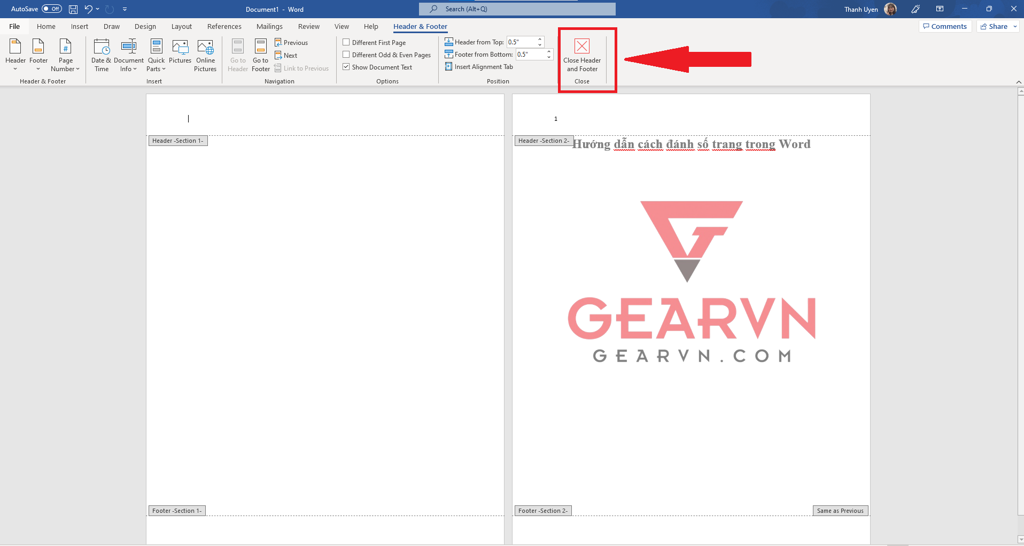 GEARVN - Cách đánh số trang trong Word từ trang bất kỳ