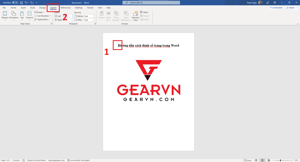 GEARVN - Cách đánh số trang trong Word từ trang bất kỳ
