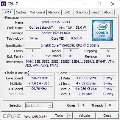 Giao diện chính của CPU-Z - GEARVN