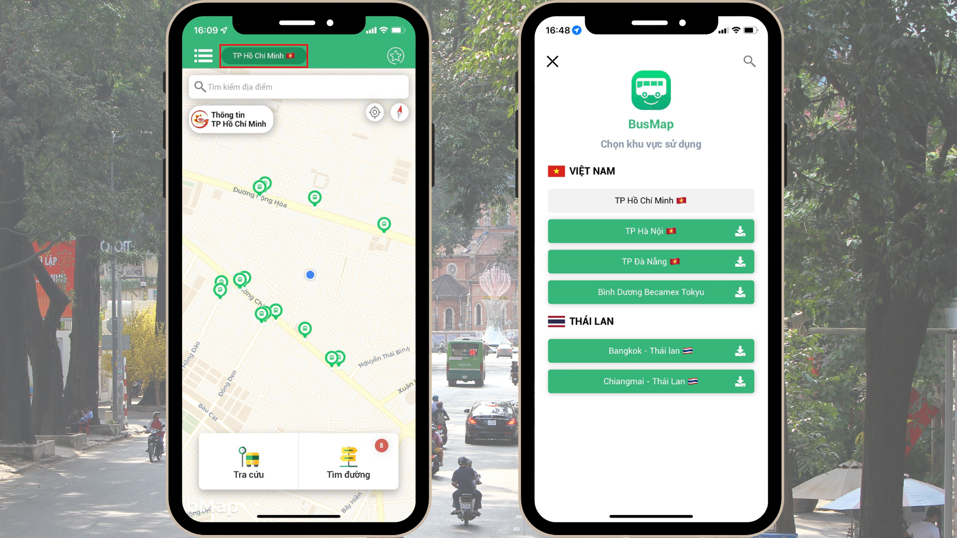 GEARVN - Busmap cho phép bạn thay đổi khu vực sử dụng ứng dụng