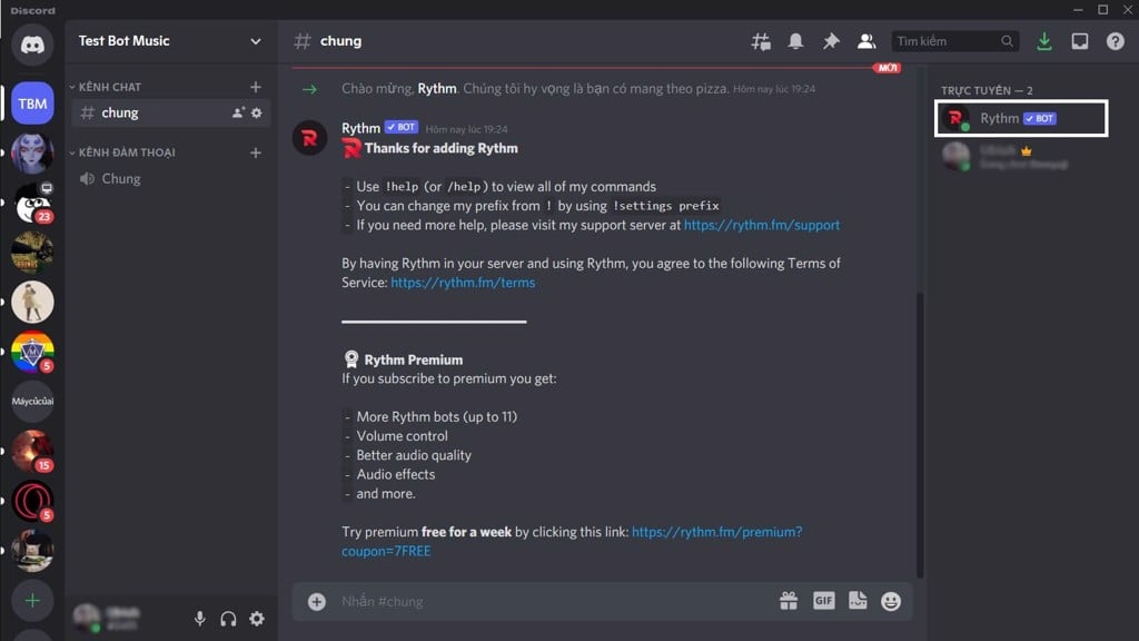 Thêm bot phát nhạc vào Discord - GEARVN.COM