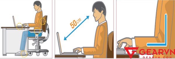 GEARVN Khoảng cách giữa mắt và màn hình máy tính