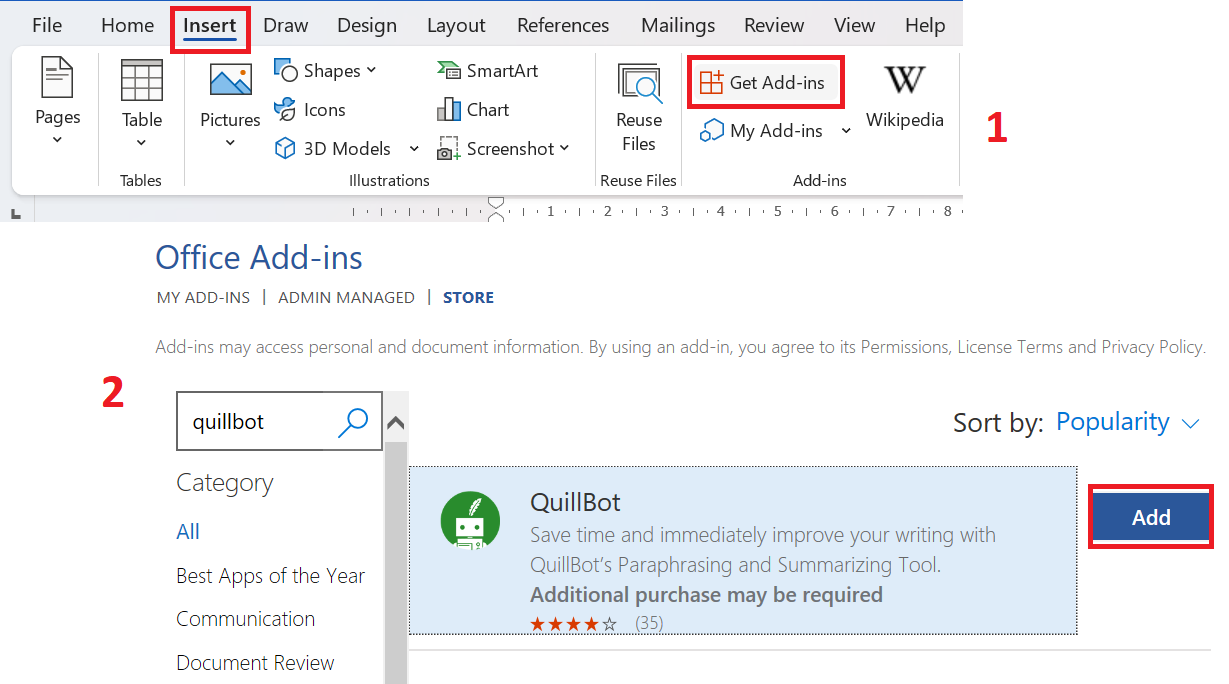 GEARVN - Thêm tiện ích Quillbot vào Microsoft Word