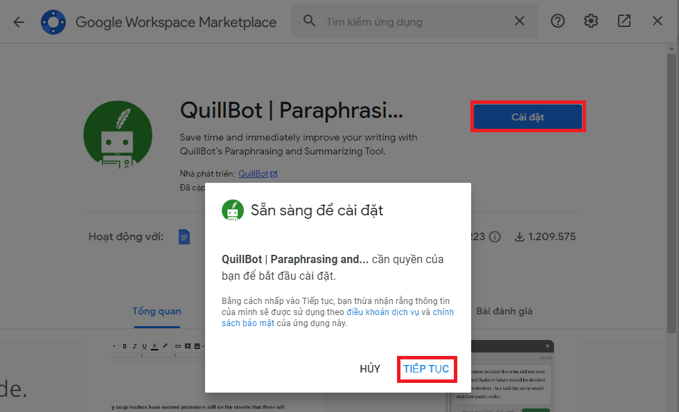 GEARVN - Tiến hành cài đặt tiện ích Quillbot vào Google Docs