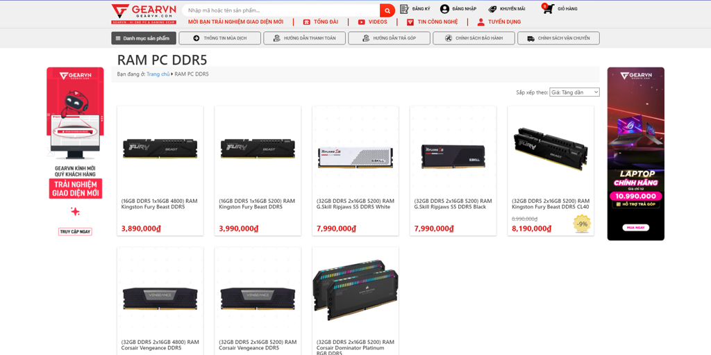 GEARVN.COM - Mua RAM DDR5 chính hãng, giá rẻ