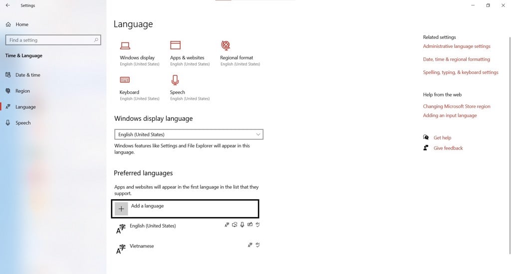 Thay đổi ngôn ngữ trên Windows 10 - GEARVN.COM