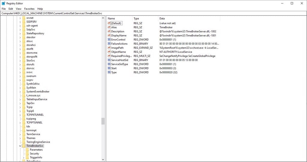 Chỉnh sửa file TimeBrokerSvc - GEARVN