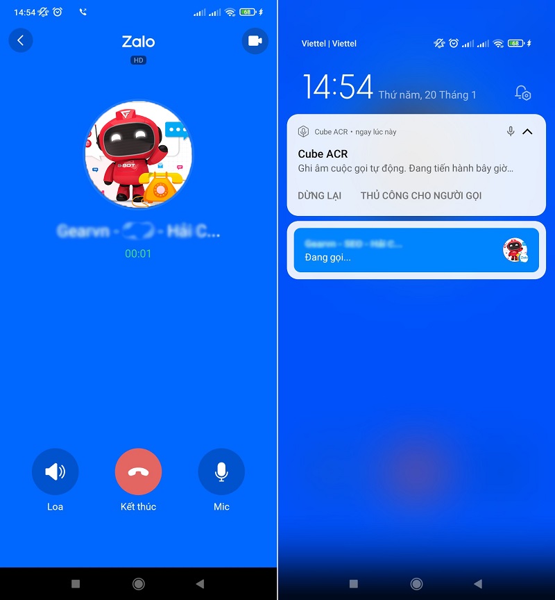 ghi âm cuộc gọi Zalo, Facebook