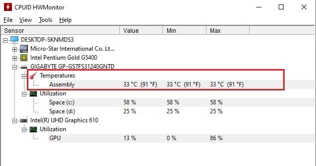 kiểm tra nhiệt độ CPU