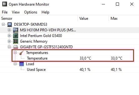 kiểm tra nhiệt độ CPU