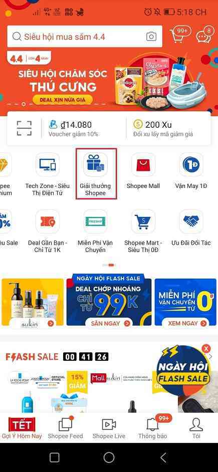 Click vào mục Giá Shopee trên trang chủ.